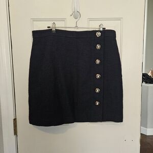 Ann Taylor Navy Mini Skirt with Gold Accents